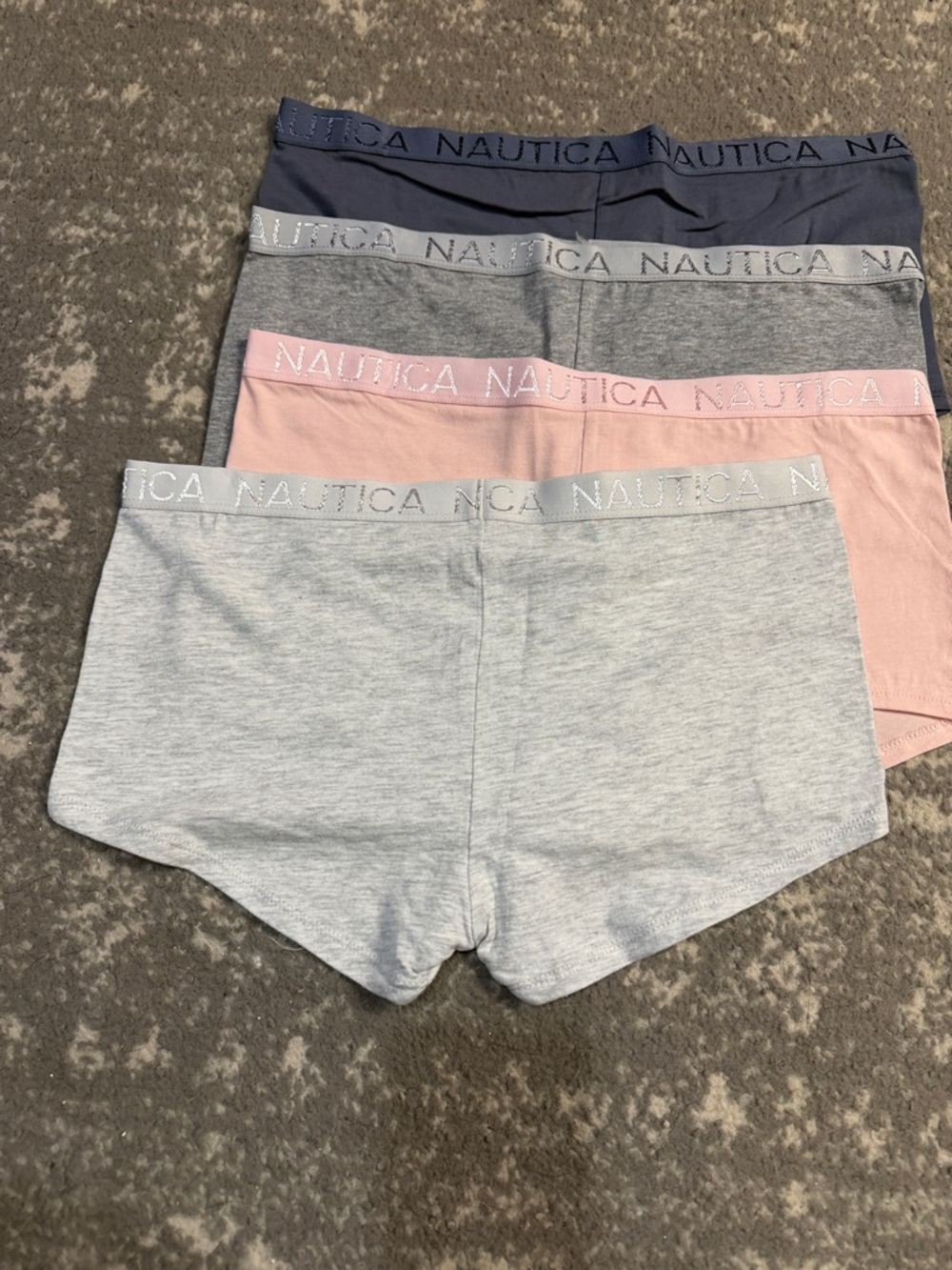 Nautica Women’s 4-Pack Hipster Shorts in Navy, Pink & Light Gray - Picture 3 of 3
